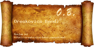 Oreskovics Benő névjegykártya